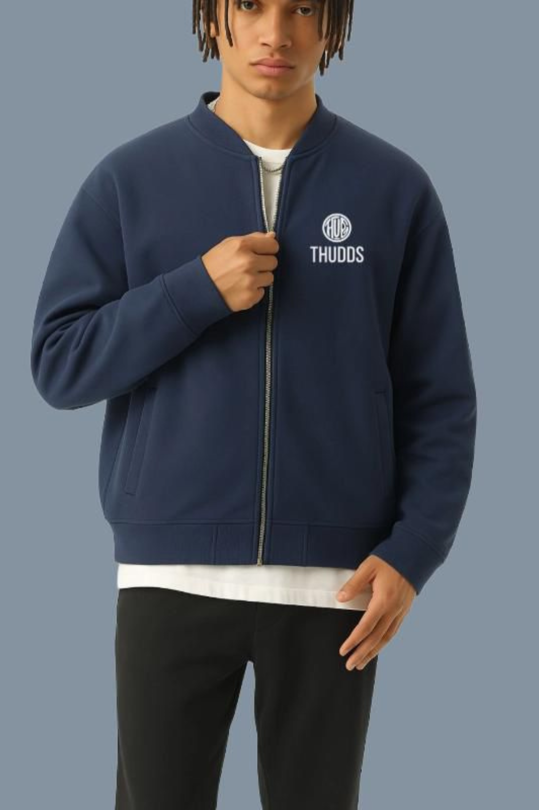Essential Zip-Up Fleeced Varsity Jacket