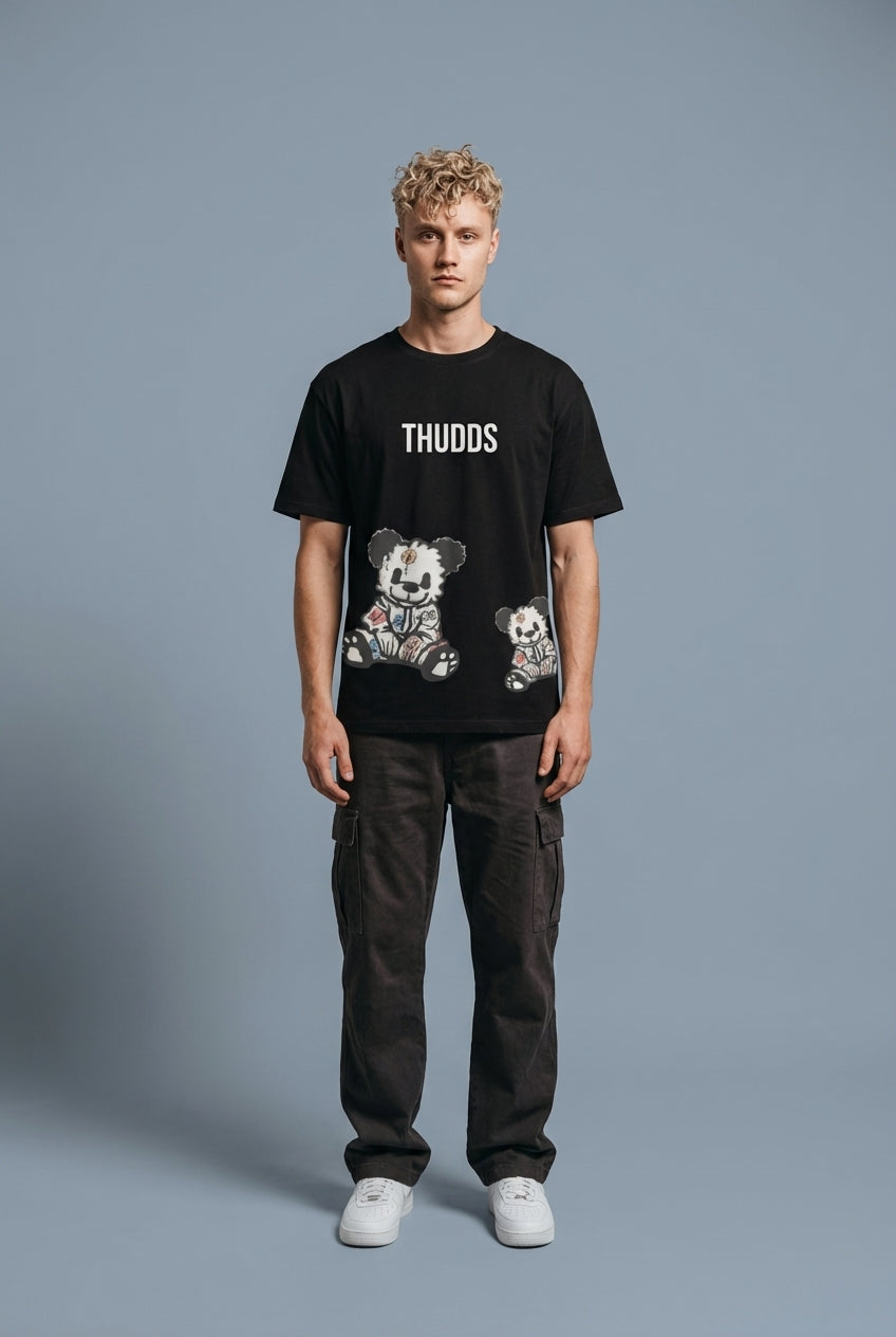 Full body view of the model wearing THUDDS 2