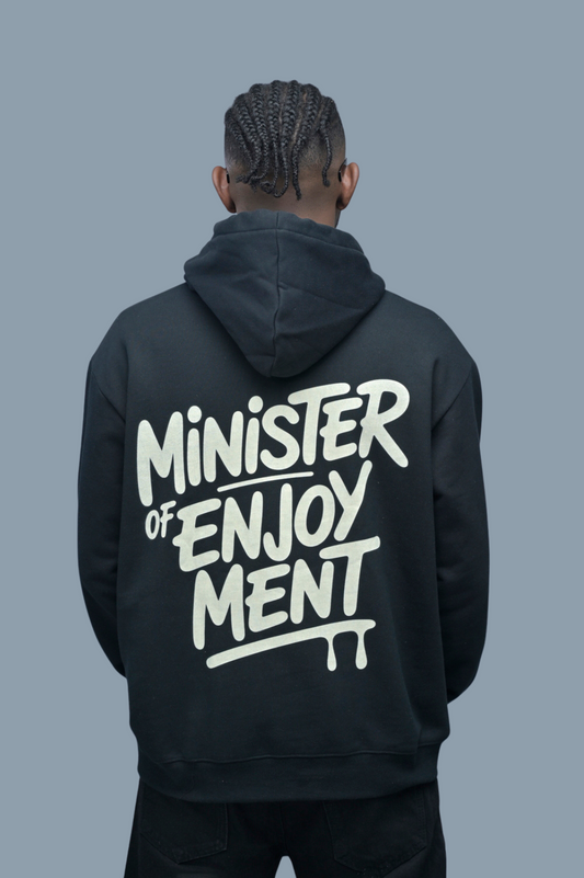 The Minister Of Enjoyment Oversized Hoodie- Black
