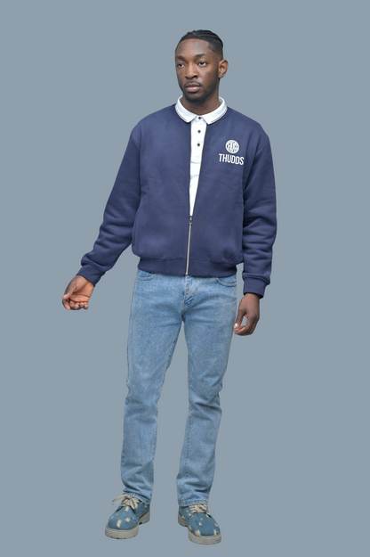 Thudds Zip-Up Fleeced Varsity Jacket