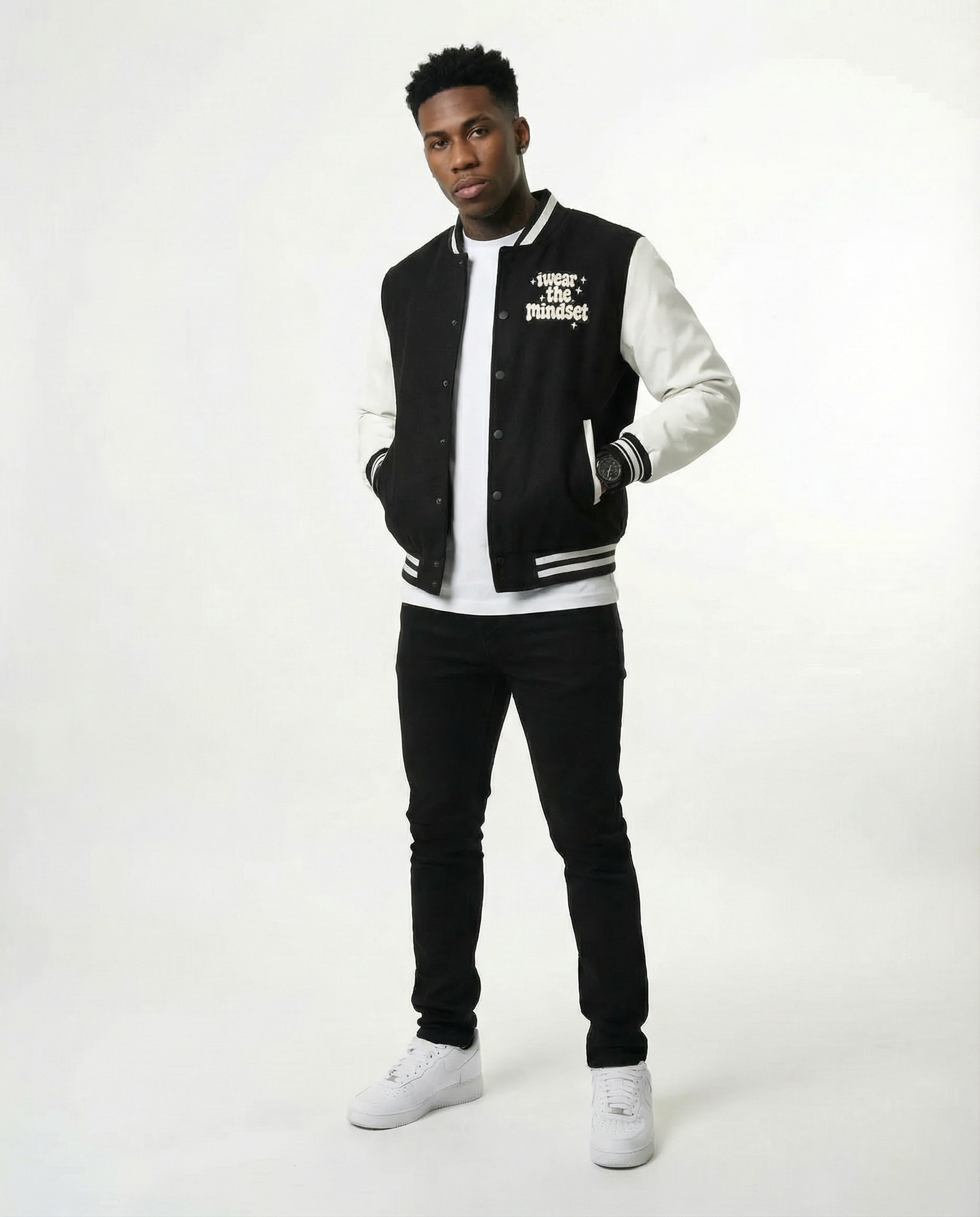 Mindset Varsity Jacket – Black