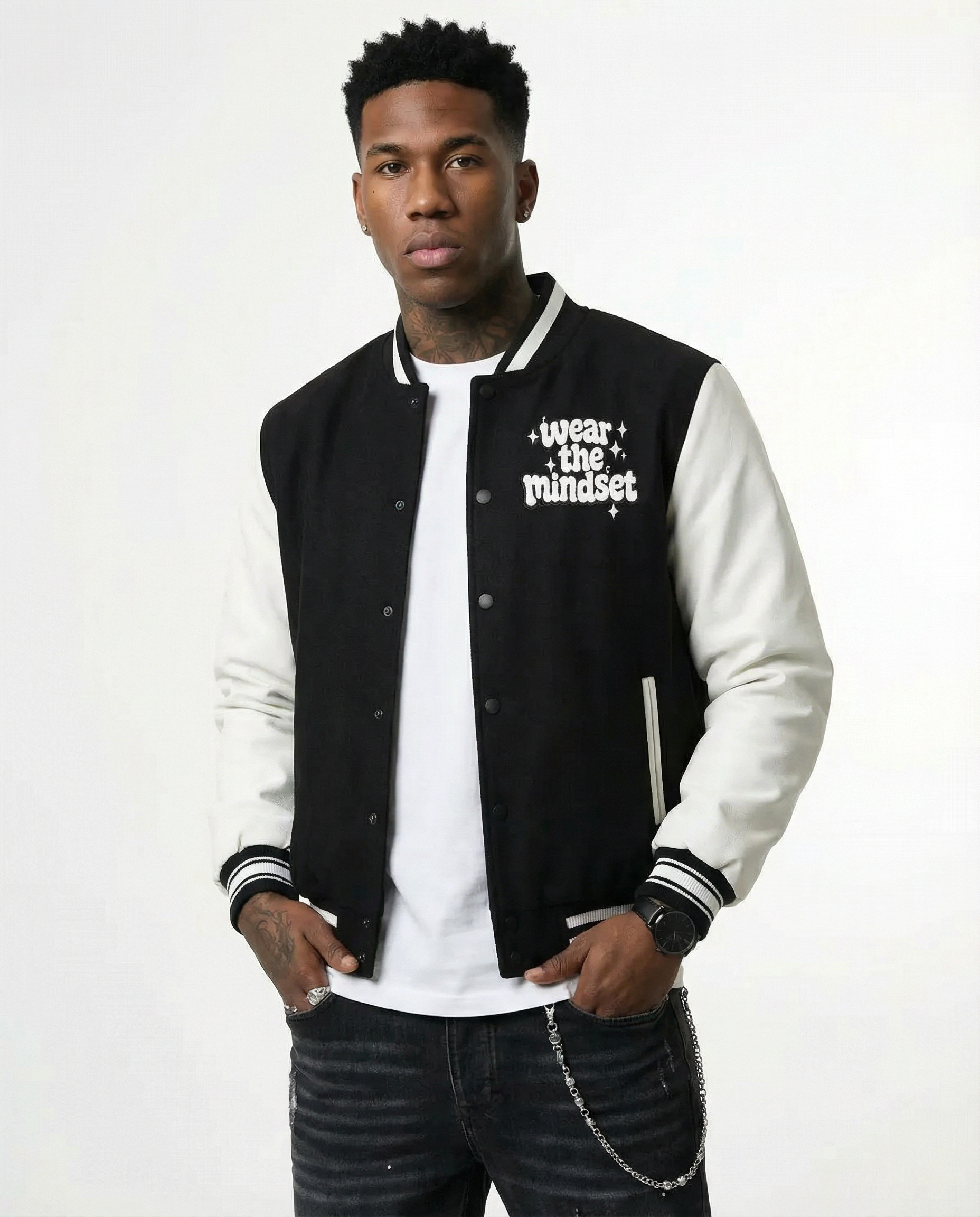 Mindset Varsity Jacket – Black