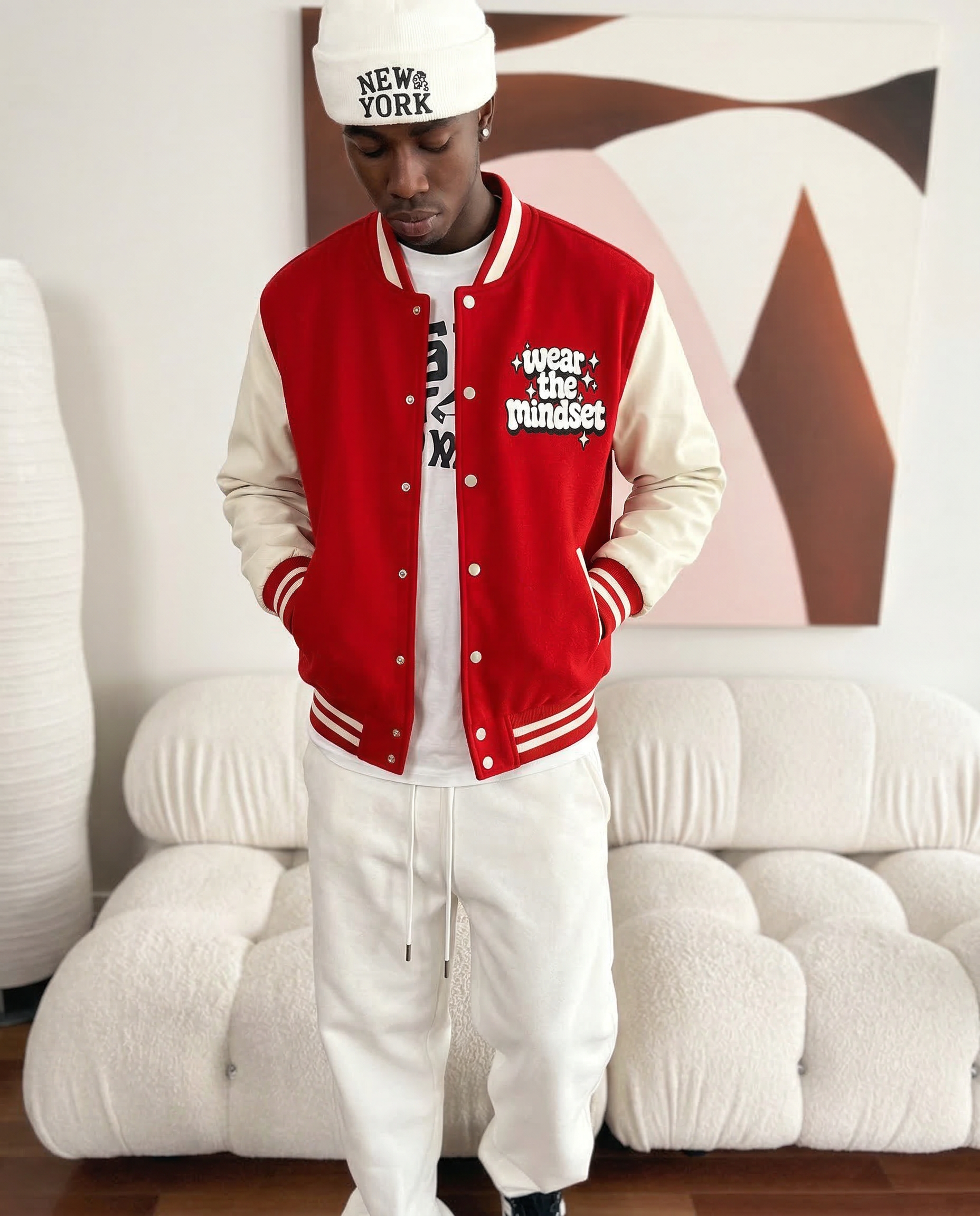 Mindset Varsity Jacket – Red